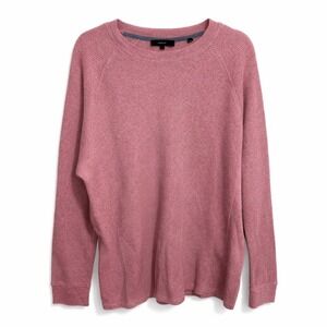 Vince Men's Pink Waffle Knit Crewneck Long Sleeve‎ Cotton Sweater Large